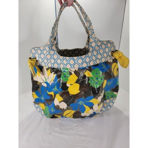 Poppi Jones Women Tote Bag Purse Yellow, Blue, Brown‎ Floral 20"